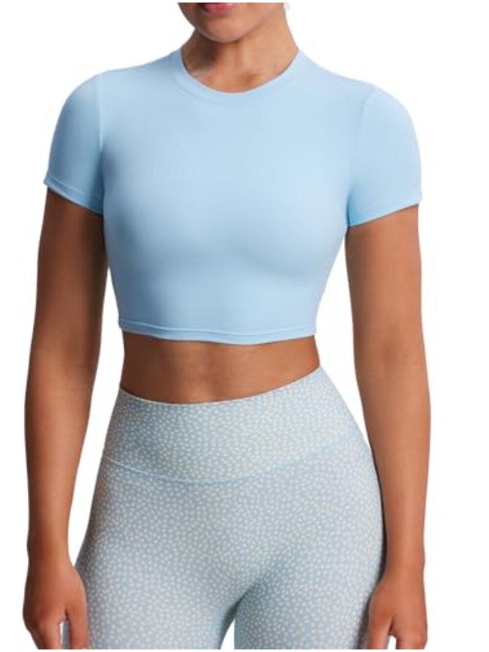 Women's Short Sleeve Crop Top Compression Workout Yoga Tee